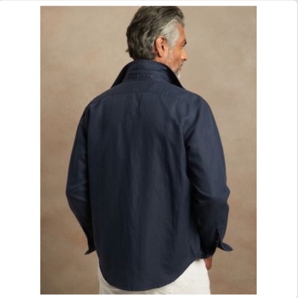 Banana REPUBLIC Heritage Expedition Utility Linen Cotton Blend Shirt Casual Navy - Picture 2 of 15